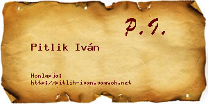 Pitlik Iván névjegykártya